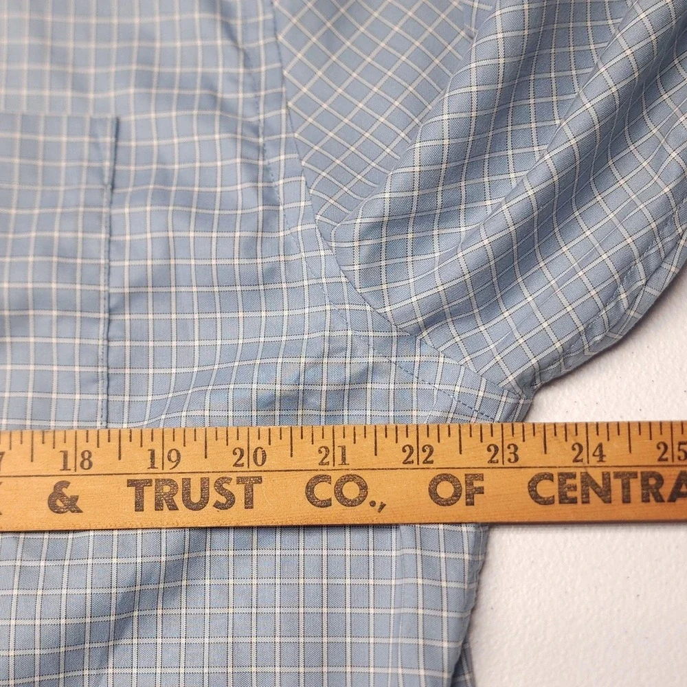 Banana Republic Dress Shirt Mens XL Blue Check Cotton Button Up 34/35